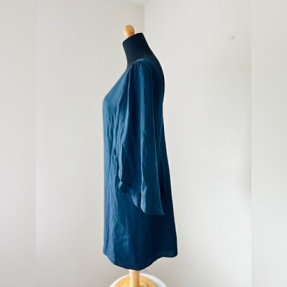 Milly Silk blend V-Neck Butterfly Dress Long Navy Blue Silk Blend Dress Size 8 - Picture 8 of 12